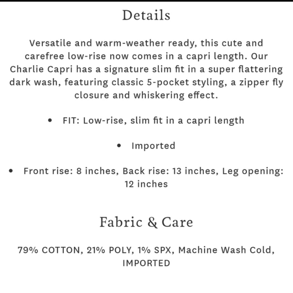 Lucky brand handcrafted ankle pencil capri white denim - Picture 10 of 10